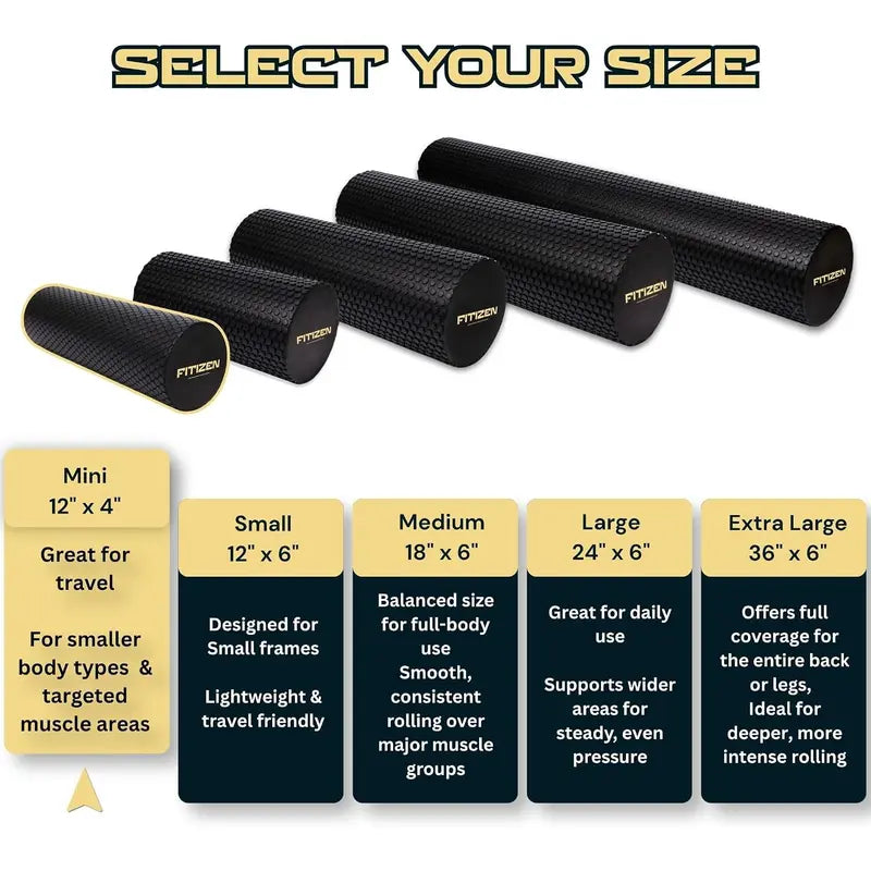 Fitizen Foam Roller Mini - 12 X 4 Inches - Textured for Muscle Massage, Physical Therapy, Pilates, Yoga & Exercise Equipment